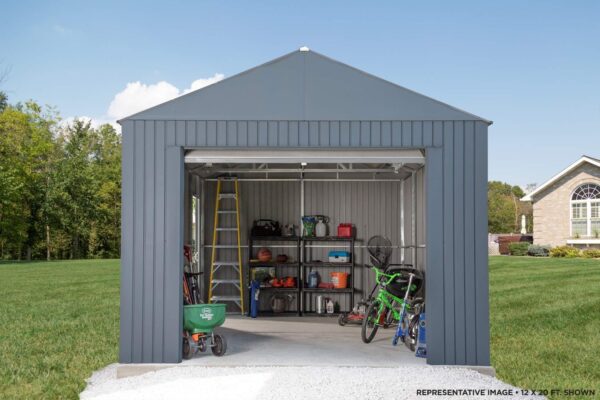 SOJAG GRC1215 Everest Wind & Snow Rated Steel Garage – 12 ft. x 15 ft. x 10 ft. Charcoal 12′ x 15′