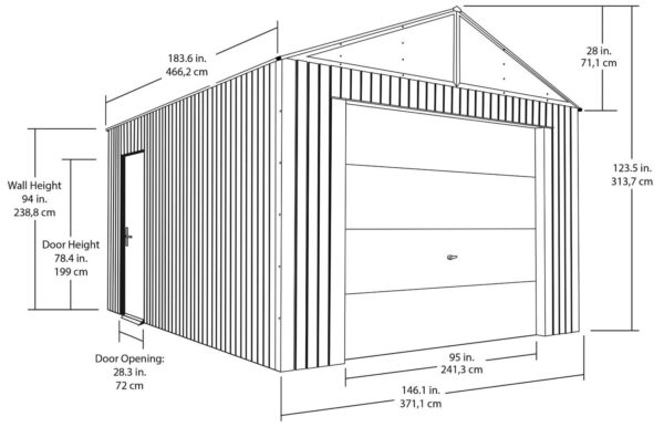 SOJAG GRC1215 Everest Wind & Snow Rated Steel Garage – 12 ft. x 15 ft. x 10 ft. Charcoal 12′ x 15′