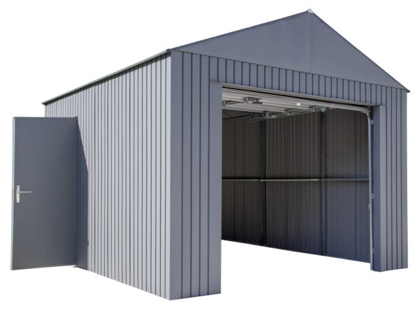 SOJAG GRC1215 Everest Wind & Snow Rated Steel Garage – 12 ft. x 15 ft. x 10 ft. Charcoal 12′ x 15′