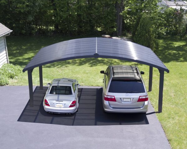 Palram – Canopia Arizona Wave Double Carport – 19′ x 16′ x 9′ – Gray/Gray