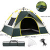 Outdoor Pop-up Tent, Waterproof, Portable, Four-sided Camping Tent, Suitable for 2-4 People, Family Tent, Camping, Hiking Trips