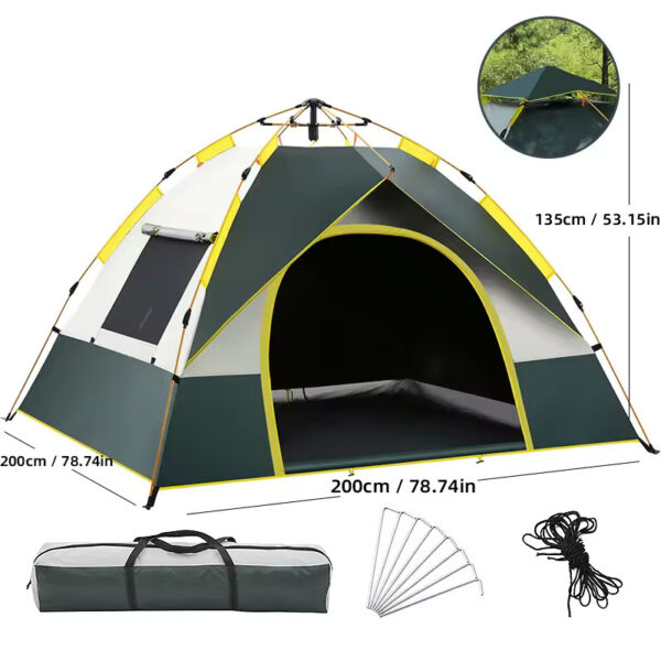 Outdoor Pop-up Tent, Waterproof, Portable, Four-sided Camping Tent, Suitable for 2-4 People, Family Tent, Camping, Hiking Trips