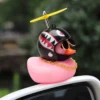 Adorable Helmet Duck Figure - Broken Wind Design for Cars & Motorcycles - Yellow Duck Riding Decor - Perfect Gift for Bikers