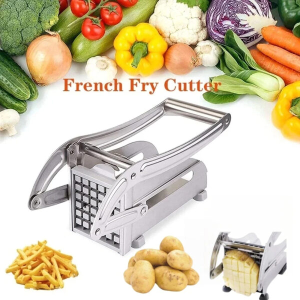 Multifunction Potato Cutter Stainless Steel Cut Manual Vegetable Cutter Tool Fast Cutting With 2 Blades Manual Fries Machine