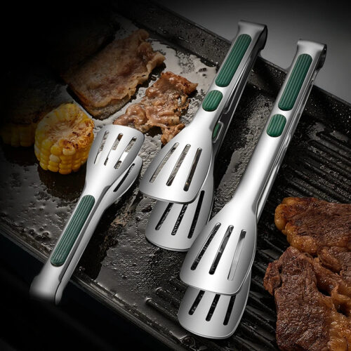 1pc Non Slip Stainless Steel Food Tongs Meat Salad Bread Clip Barbecue Grill Buffet Clamp Cooking Tools Kitchen Accessories