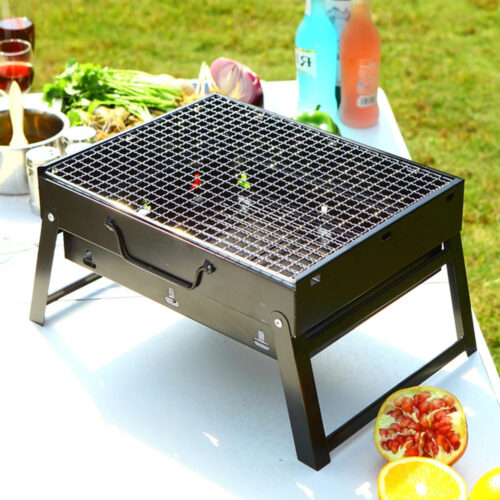 Portable Foldable Charcoal Grill Mini Tabletop Stainless Steel Barbecue Grill for Backyard Camping Picnics