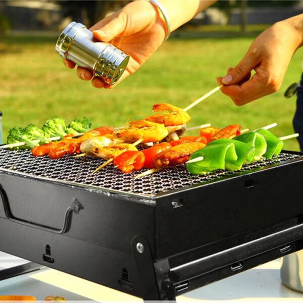 Portable Foldable Charcoal Grill Mini Tabletop Stainless Steel Barbecue Grill for Backyard Camping Picnics