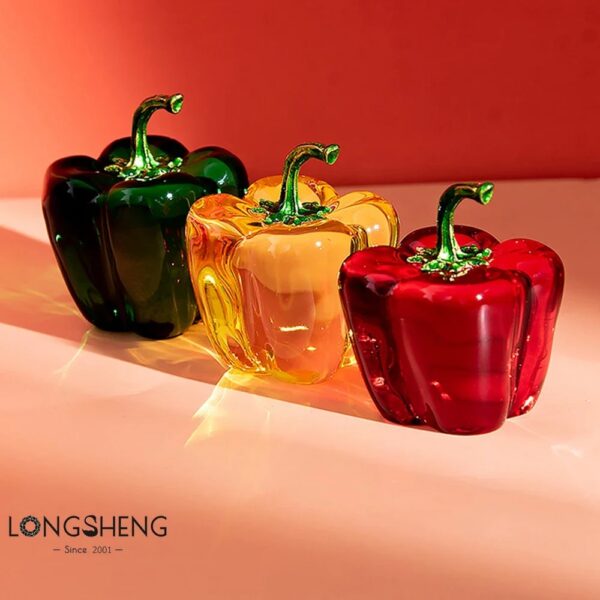 Color Crystal Chili Figurine Collectible Paperweight Glass Pepper Vegetable Ornament Table Office Home Decor Gift