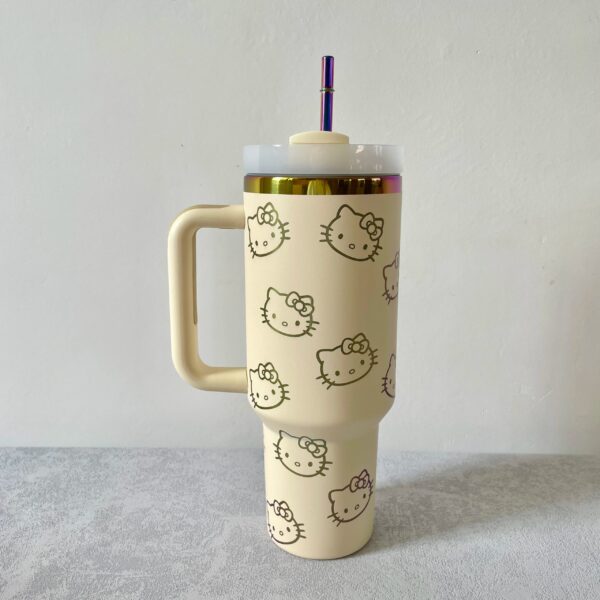 Thermal Coffee hello kitty Cup with Straw Stainless Steel Vacuum Insulated Tumbler 40oz Thermal Iced Travel Cup for Outdoor