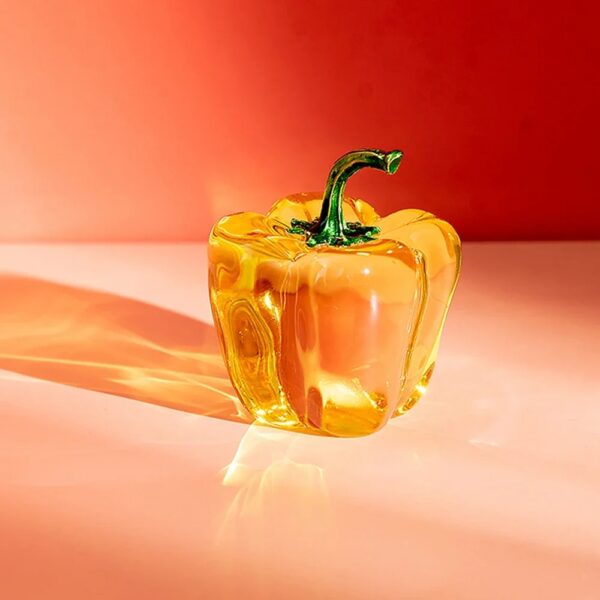 Color Crystal Chili Figurine Collectible Paperweight Glass Pepper Vegetable Ornament Table Office Home Decor Gift