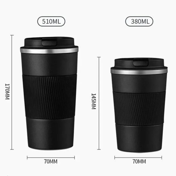 Stainless Steel Thermal Coffee Cup – 380ml / 510ml Insulated Travel Mug for Car & Office