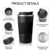 Stainless Steel Thermal Coffee Cup – 380ml / 510ml Insulated Travel Mug for Car & Office