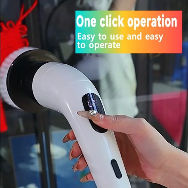 Electric Spin Scrubber USB Rechargeable Wireless Electric Cleaning Brush with 5PCS Brush Head Bathroom Kitchen Dishwashing Brush