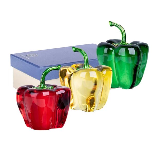 Color Crystal Chili Figurine Collectible Paperweight Glass Pepper Vegetable Ornament Table Office Home Decor Gift
